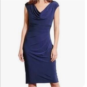 Lauren Ralph Lauren Navy Sleeveless Dress Ruched Side Cowl Neck Women’s Size 2